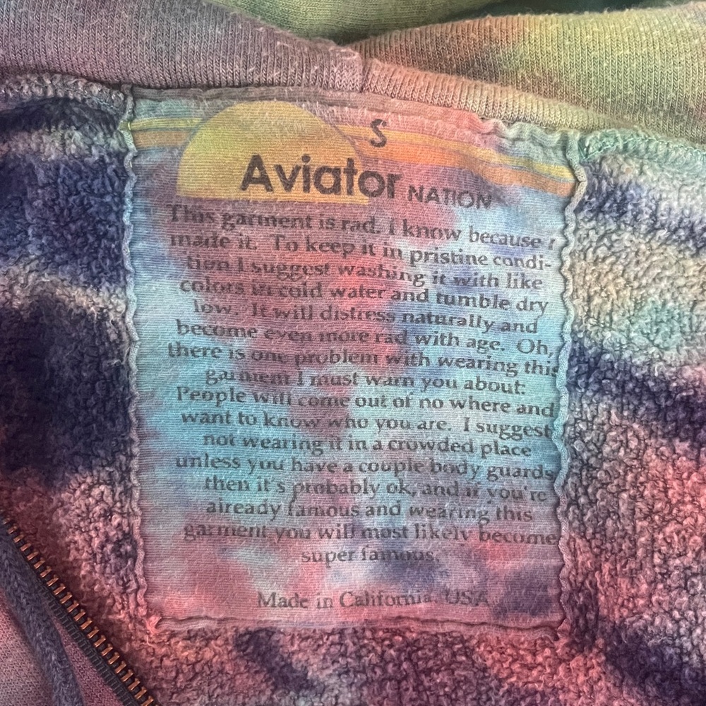 Aviator Nation Rare Deadstock Tie Dye Zip Up Hoodie -HTF - Picture 14 of 17